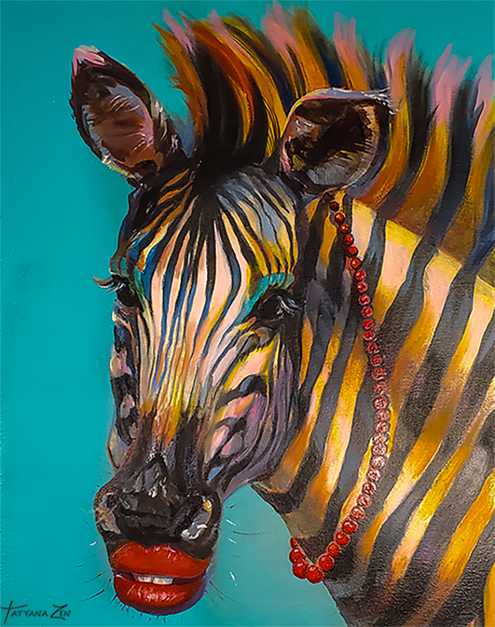 Fancy Zebra Original Oil Painting by Tatyana Zen | Laguna ...